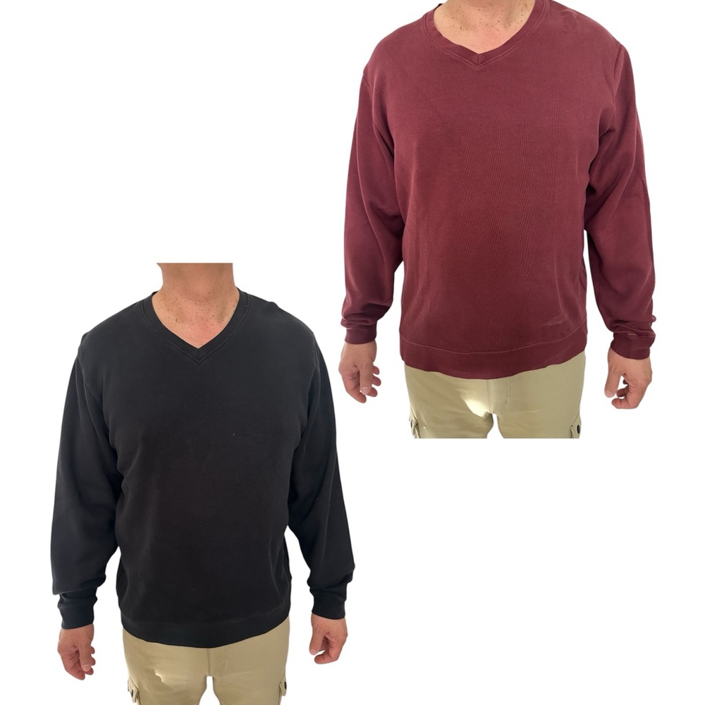 Cutter & Buck Men's Bundle 2 V-Neck Sweater in Black and Maroon